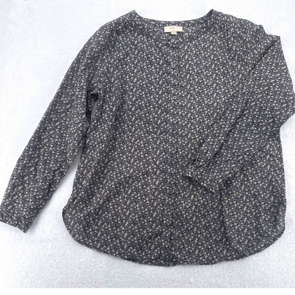 Loft Floral Button Down Blouse Ditsy Cotton Top‎ Medium Lightweight Cottagecore